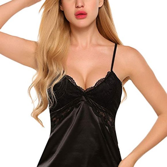 Women Nightwear V Neck Sleepwear Satin Pajama Set - Picture 5 of 6